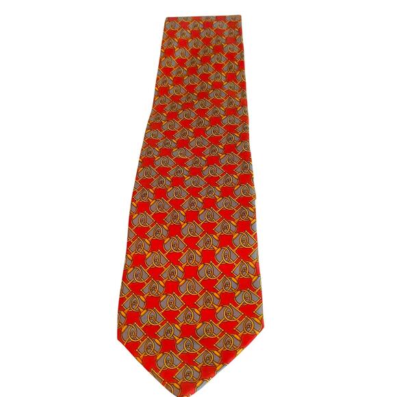 Vintage GUCCI Red Multi-Color Chain Link Silk Tie - Picture 1 of 3